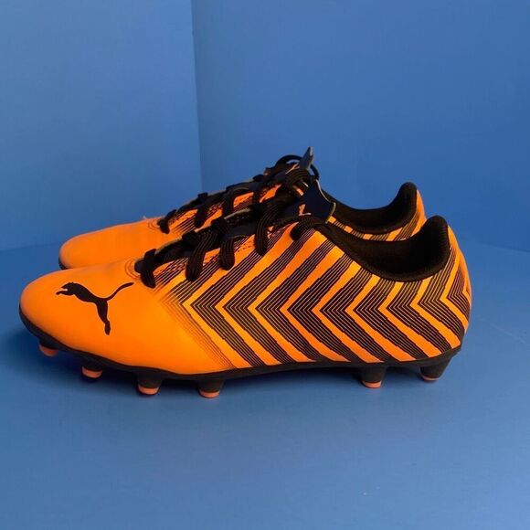 Puma Men's Orange & Black Puma Tacto II FG/AG Jr Athletic Shoes Size 2 - Picture 2 of 9